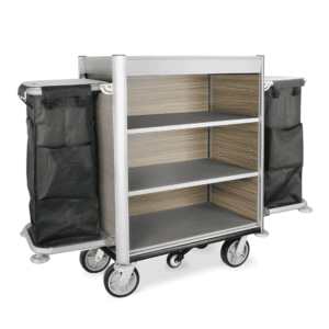 Roomservicetrolley HEIDI – 190 x 65 x 140 cm – sort – aluminium – HPL – polyesterfiber