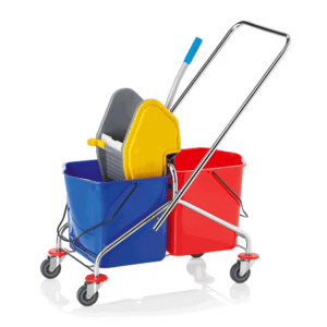 Dobbelt moppebalje – 2 x 17 liter – 67 x 41 x 88,5 cm – rød – blå – plast