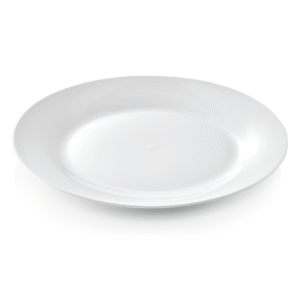 12 stk – Flad Tallerken – Hvid – Porcelæn – Ø23 cm