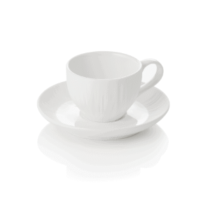 Espresso kop og underkop – MAYA SHIRO – 80 ml – hvid – sæt med 4 stk – porcelæn