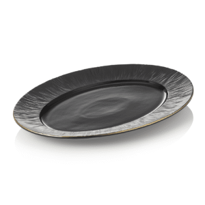 Tallerken – MAYA KURO – 33 x 24,5 cm – sort – sæt med 2 stk – porcelæn