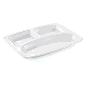 Tallerken 3 rums i Hvid Porcelæn 3 stk
