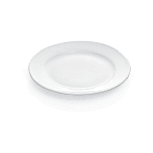 6 stk – Flad Tallerken – Hvid – Porcelæn – Ø26 cm – Forstærket kant