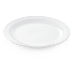 6 stk – Flad Tallerken i Hvid Porcelæn – Ø25,5 cm – med smal kant