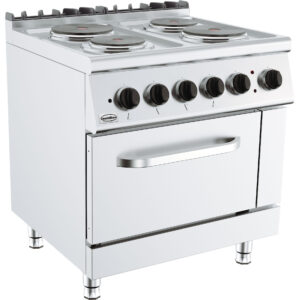 Elektrisk industri Komfur 4 blus + El ovn – 400V – B800 x D700 x H900 mm