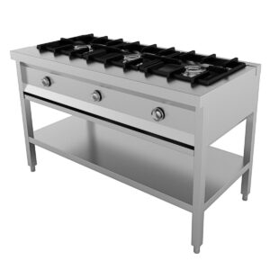 Komfur Pancake til Gas – 3 blus -1290x600x800 mm – 3x 6,5kW