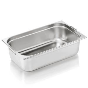 GN beholder – 1/1 GN 530 x 325 mm højde 150 mm- med nedfældelige håndtag – krom nikkel stål