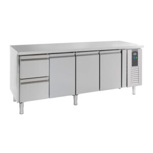 Kølebord – med 3 låger og 2 skuffer – B2230 x D700 x H850 mm