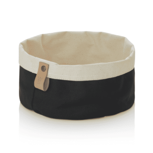 Brødpose – FLIP COTTON – Ø20 cm – højde 12 cm – sort/creme – kanvas
