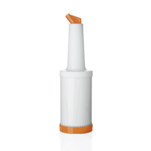 Målt udskænkningshældetud og opbevaringsflaske – 0,85 liter – orange – Ø 9 cm – polypropylen