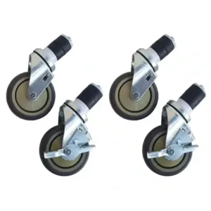 Hjul til rustfrit arbejdsbord 4 stk 2 med bremse 4 inch 10,2 cm