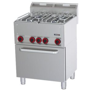 Industrikomfur til Gas + ovn – 4 blus – 2x 3,6 kW + 2x 3 kW