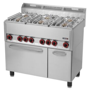 Industrikomfur til Gas + ovn – 6 blus – 6x 4,5 kW