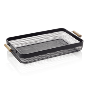 Bakke- kurv – sort – med håndtag – B51 x D26,5 x H7,5 cm