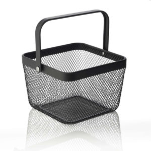 Kurv – 24,5 x 24,5 x 17,5 cm – sort pulverlakeret – metal