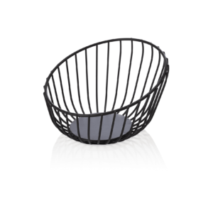 Buffetkurv – Ø16 cm – højde 9,5 cm – sort – pulverlakeret – metal