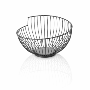 Kurv – Ø28 cm – højde 16,5 cm – sort – pulverlakeret – metal