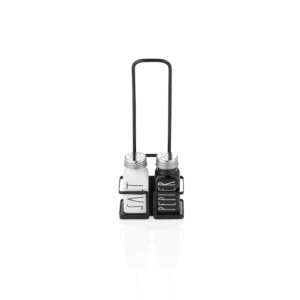 Krydderisæt – 2 dele – salt & peber – 10 x 8 cm – rustfrit stål – metal – glas
