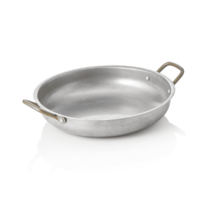 Serveringspande – steel & STYLE VINTAGE – 2 messinghanke – Ø23 cm – 1 liter – kromnikkelstål