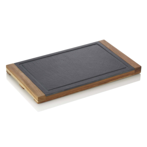 Serveringsbræt – SLATE & SERVE – 35 x 20 x 2,5 cm – akacietræ – skifer
