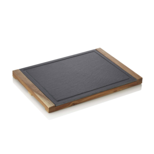 Serveringsbræt – SLATE & SERVE – 37 x 26 x 2,5 cm – akacietræ – skifer