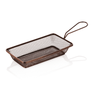 Serverings- og friturekurv – 22 x 12,5 x 4 cm – kobberfarvet – kromnikkelstål