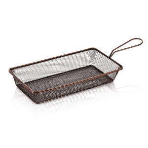 Serverings- og friturekurv – 22 x 12,5 x 4 cm – kobberfarvet – kromnikkelstål