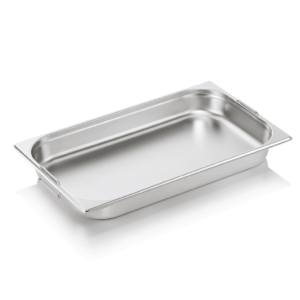GN beholder – 1/1 GN 530 x 325 mm højde 65 mm – med nedfældelige håndtag – krom nikkel stål