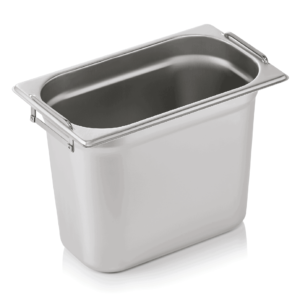 GN beholder – 1/4 GN 265 x 162 mm højde 200 mm – med nedfældelige håndtag – krom nikkel stål