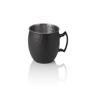 Moscow Mule NOCTURN – 0,5 liter – Ø 9 cm – højde 10 cm – sort mat – hamret – krom nikkel stål 18/8