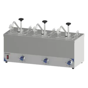 Pumpe dispenser – rustfrit stål – med varme funktion – 3x 1/6 GN 200 mm