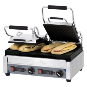 Dobbelt kontaktgrill Premium rillet – glat med timer