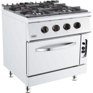 Industri Komfur til Gas + Gas ovn – 4 blus – B800 x D700 x H900 mm