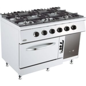 Industri Komfur til Gas + Gas ovn 6 blus – B1200 x D700 x H900 mm