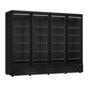 Displaykøleskab med 4 døre – 2025 liter – sort – B2508 x D710 x H1997 mm