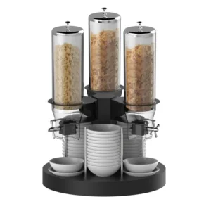 Cornflakes- müsli dispenser roterende – 3 beholder – inklusiv 36 skåle
