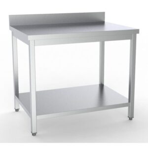 Arbejdsbord rustfrit stål med bagkant – B800 x D700 x H850 mm